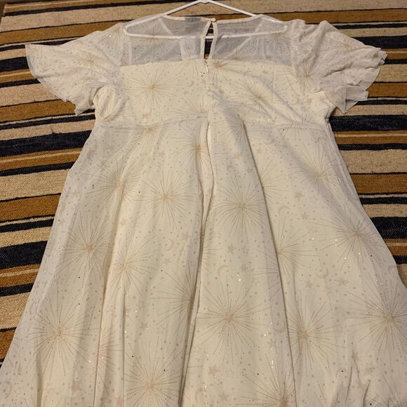 Torrid Midi Mesh Flutter Sleeve Dress Pristine Starburst Wedding Bridal Midi 2X - Picture 12 of 13